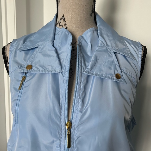 Beautiful blue vest zipper closure with gold button by Sport Haley, Size M. - Picture 3 of 11